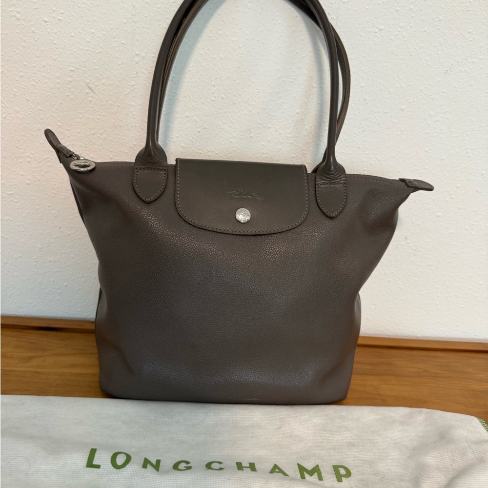 Longchamp Gray Leather Le Pliage xtra medium tote bag